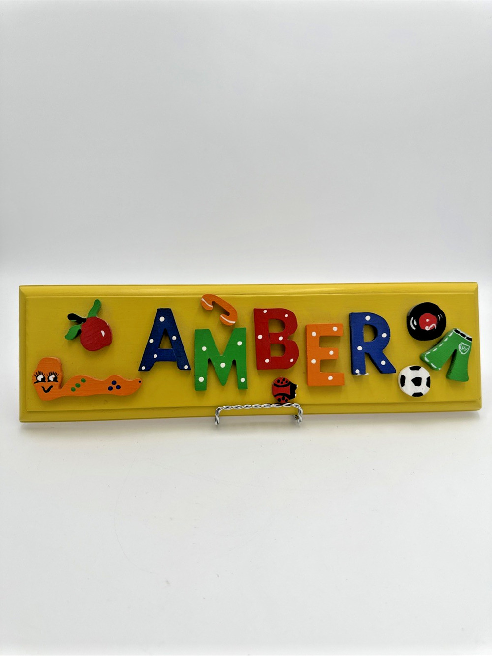 Vintage Childrens Wooden Wall Plaque “Amber”